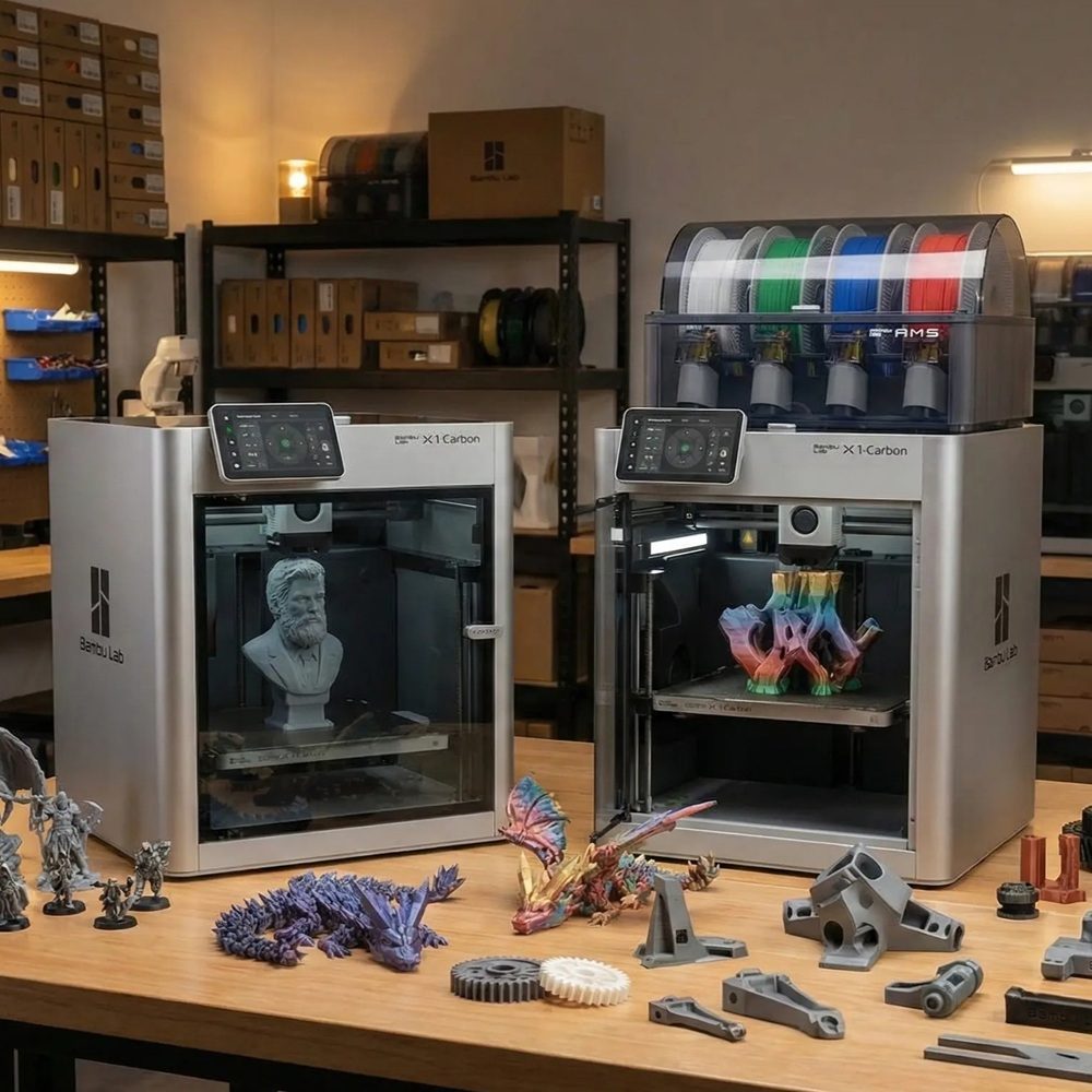 Een 3D-printer print laag per laag een rood object
